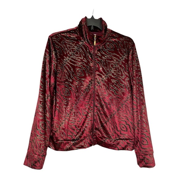 Mirror Image Black Cherry Tiger Print Sweater colors of gold, black size L - Picture 1 of 9